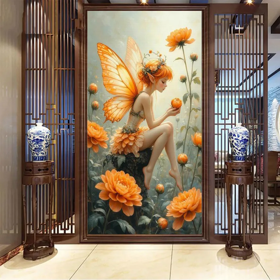 

Butterfly Elf Yellow Flower Large Size Diy Diamond Art Painting Kits New Collection Fairy Full Drill Mosaic Embroidery Picture