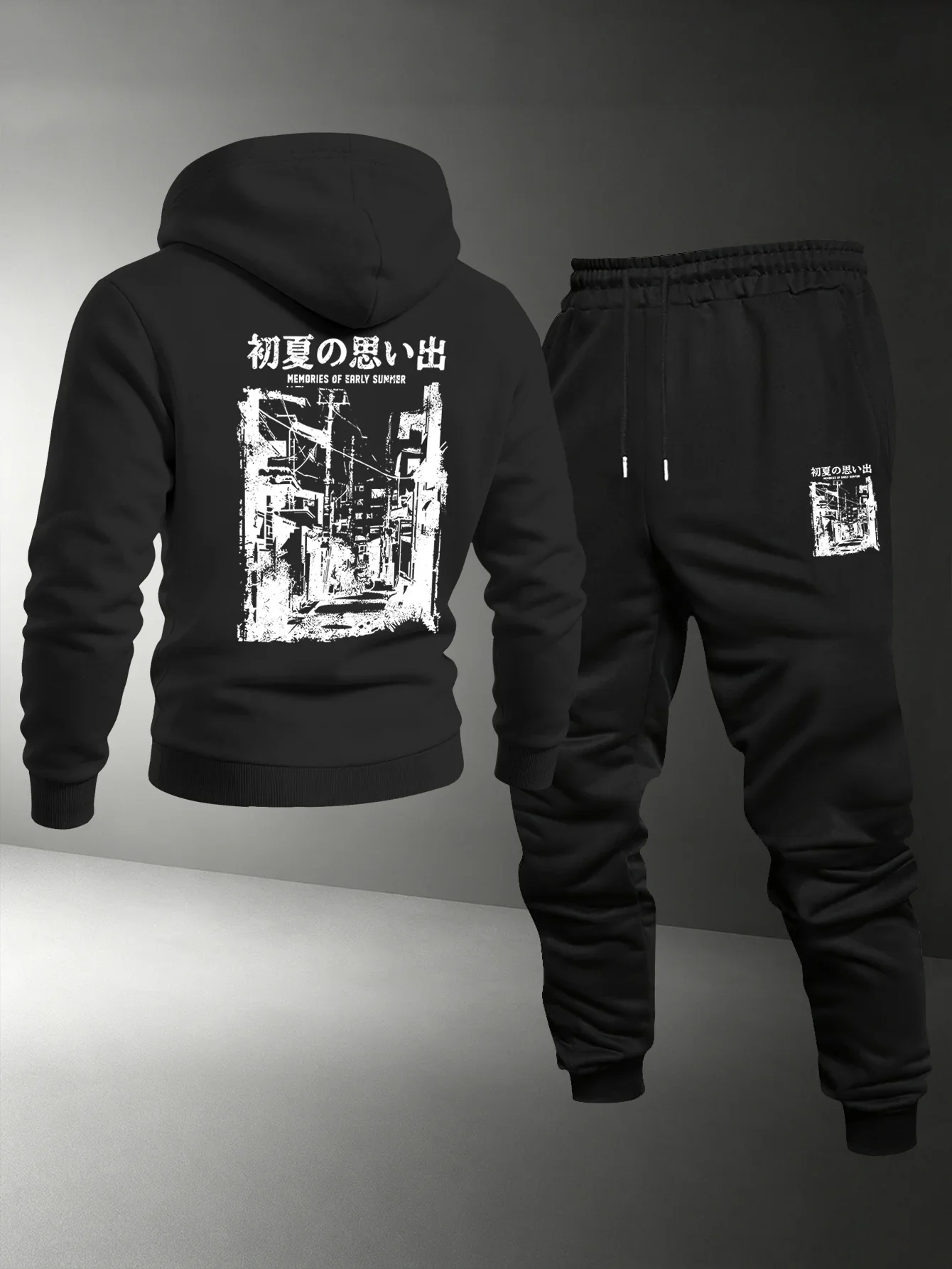 2026 Autumn Winter Printed Creative Letter Men's Long Sleeved Round Neck Comfortable Sweatshirt Casual Clothing Suit