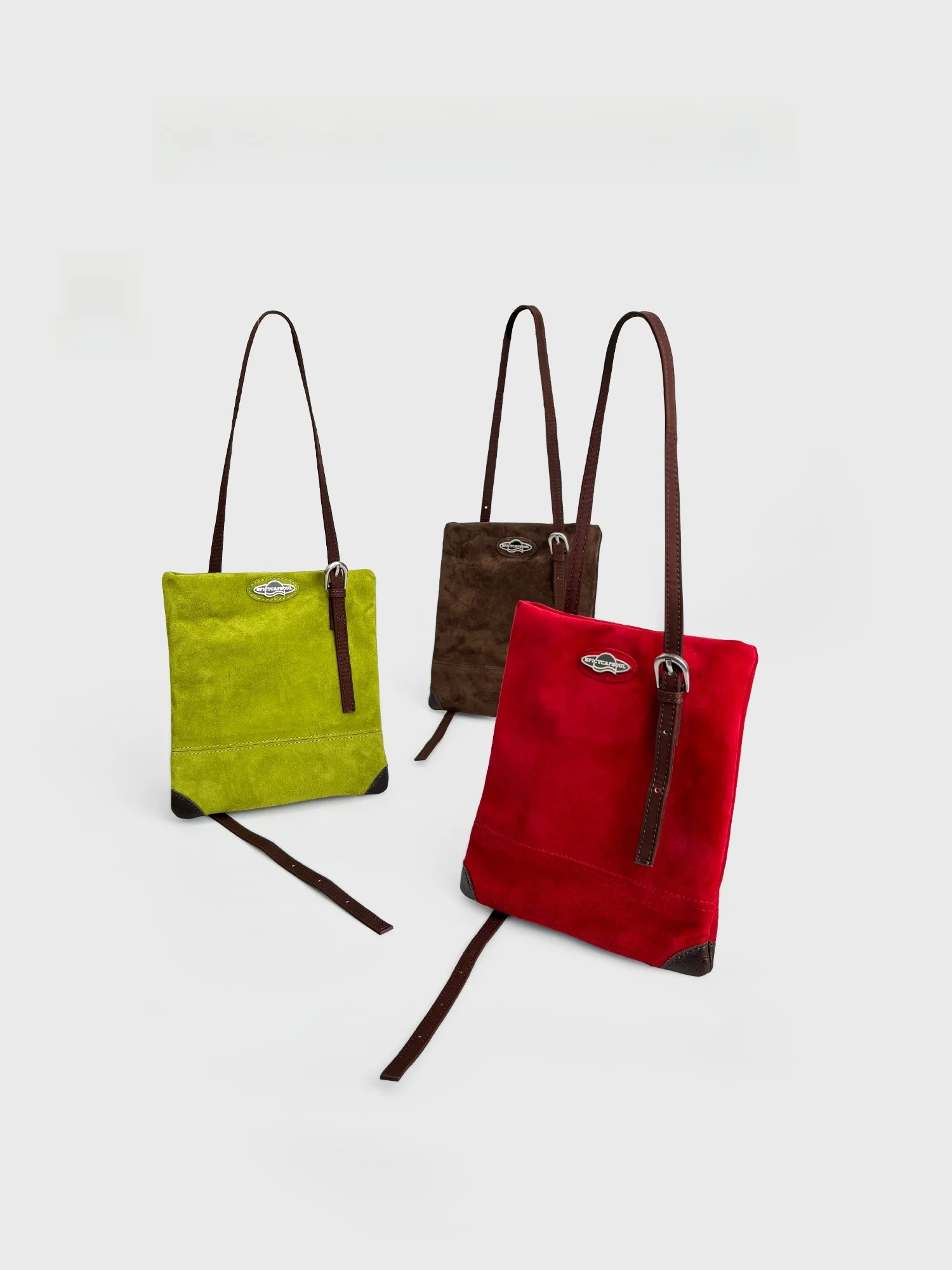 

SpicyCapSoul Original Short Crossbody Bag Sheepskin Turned Velvet Single Shoulder Bag Casual Simple Style Pure Color Leisure