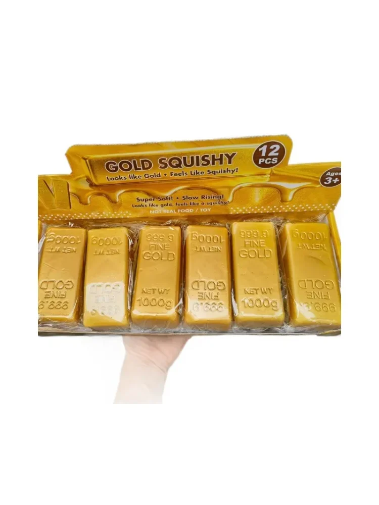 1 Stück Simulierter Goldbarren Squishy Slow Rising Stressabbau-Spielzeug Realistischer Goldbarren Quetsch-Anti-Angst-Fidget-Spielzeug Party-Geschenk