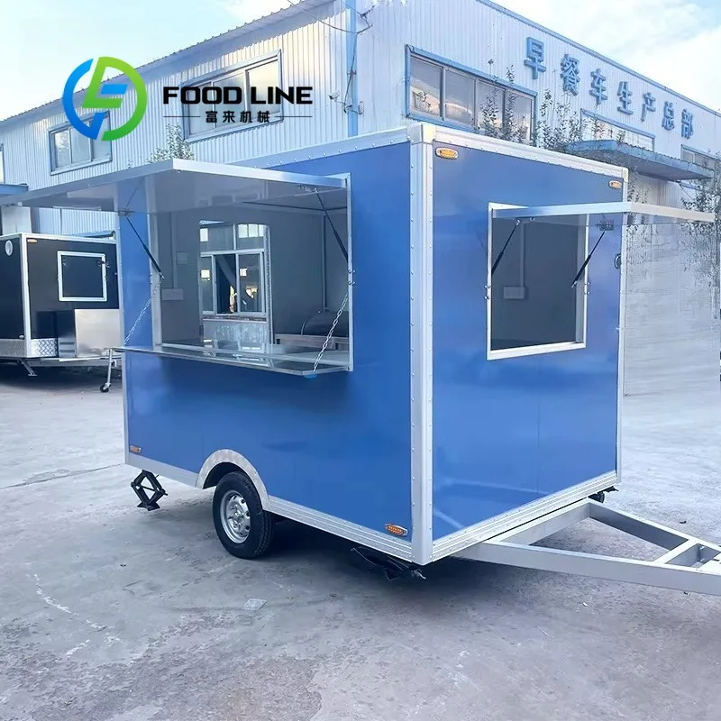 Food Trailer, Customizable Service Counter Large Storage Space Heavy‑Duty Axle Street Vending Trailer For Coffee Burger Snack