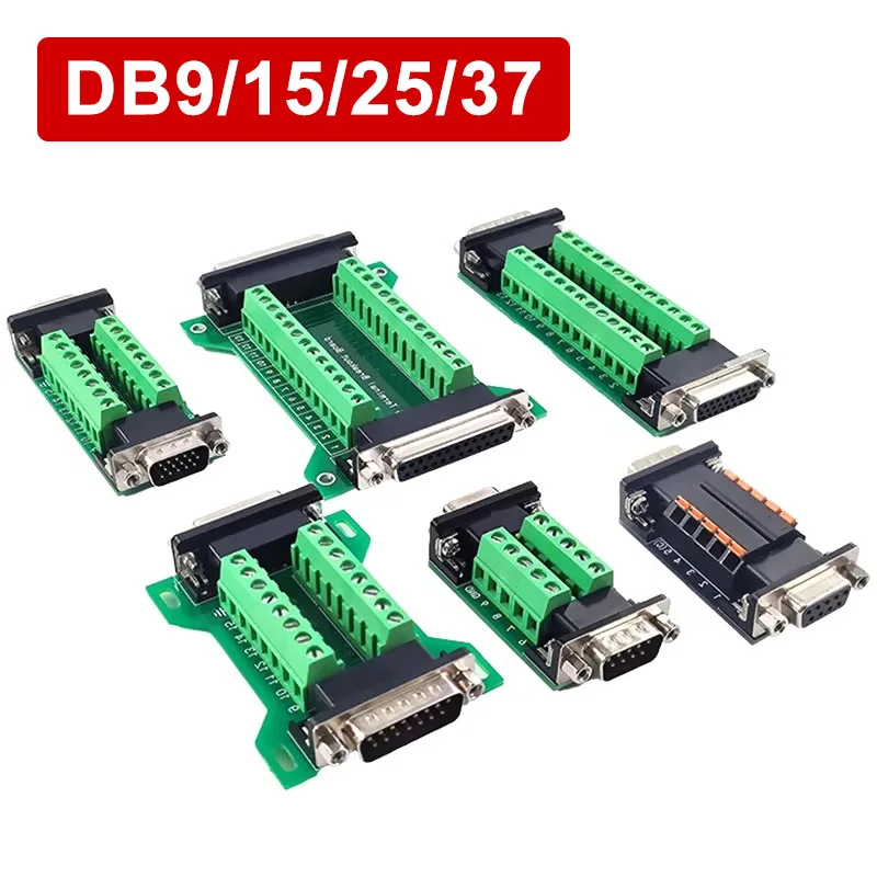 Screw/Spring Type DB37 DB9 DB15 DB25 DB26 Male to Female Adapter Plate Relay Terminal Block No Welding Double Head Signal Board