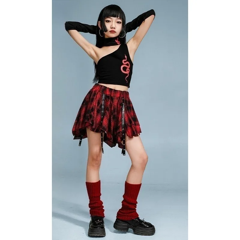 

2025 Summer Crop Top Girl Jazz Dance Costume Black Vest Suit Fashion Catwalk Street Dance Costume Stage Costume Girls Clothes