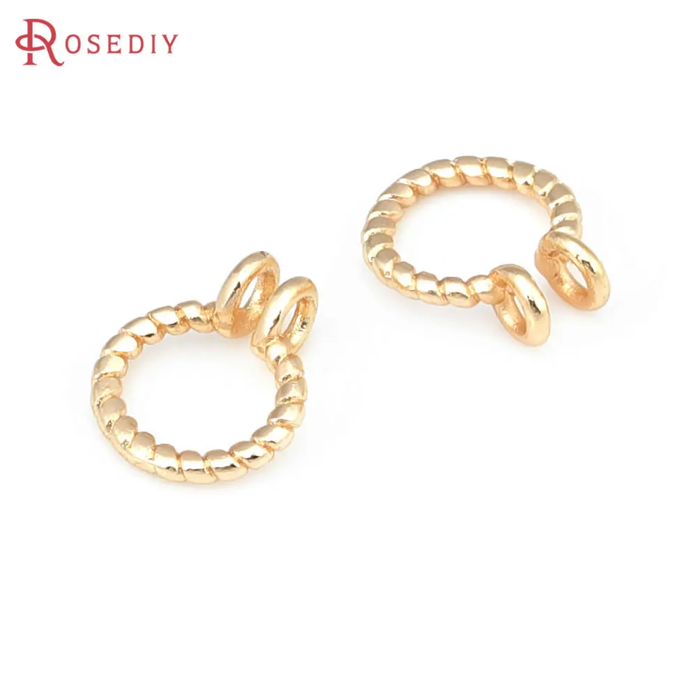 20PCS 6MM 8MM 18K Gold Color Brass Twisted Wire Connect Jump Rings Split Rings Jewelry Making Supplies Diy Findings Accessories