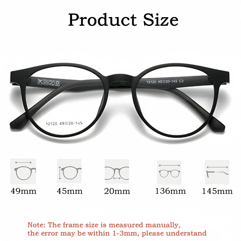 YIMARUILI Men And Women Polarized Magnetic Clip On Glasses Retro Round Driving UV400 Optical Prescription Eyeglasses Frame 12120