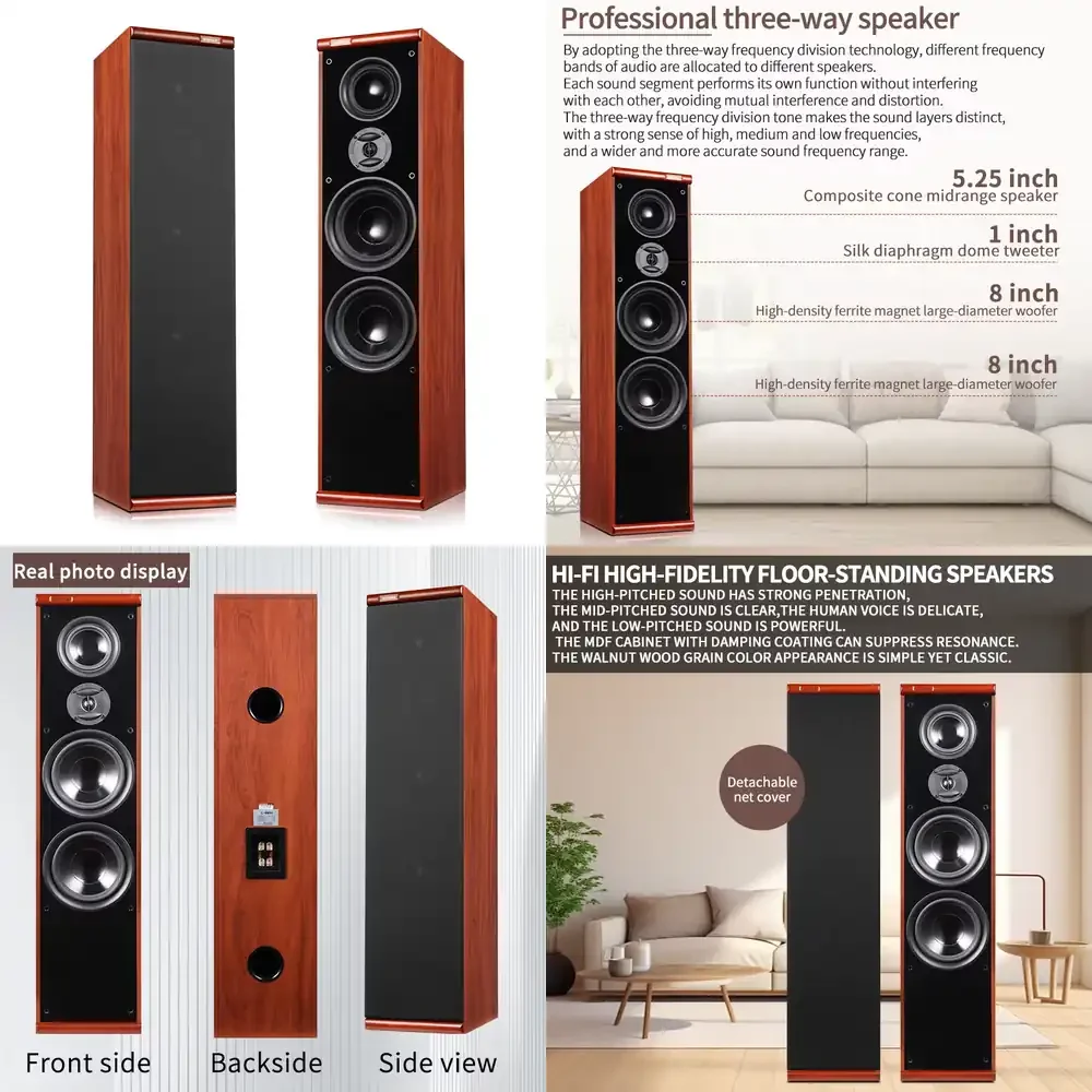 2.0 Heimkino-System Hi-Fi Standlautsprecher für Familien, High-End-Audio, Freistehende Stereo-Lautsprecher