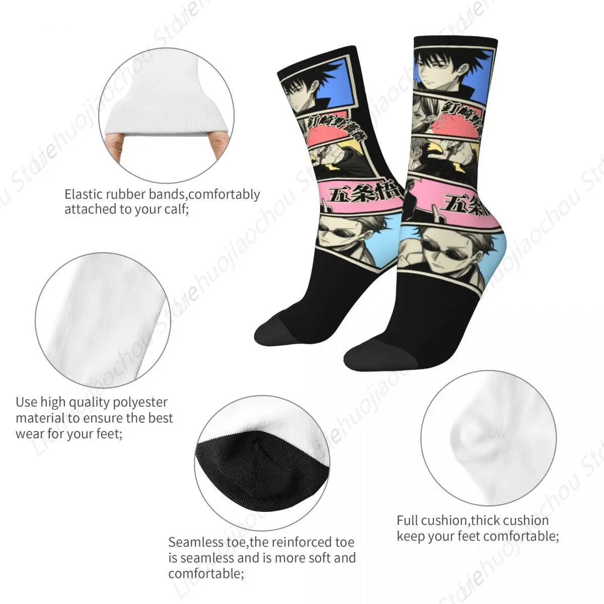 Winter Women Men Jujutsu Kaisen Anime Socks Gojo Satoru Fushiguro Megumi Yuji Itadori Sorcery Fight Breathable Football Socks