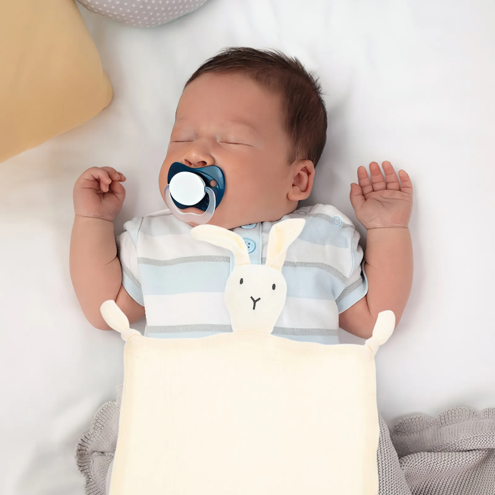 Baby Muslin Cotton Bunny Security Blanket Soft Breathable Comfort Blanket for Newborn Sleeping and Comfort Newborn Toys