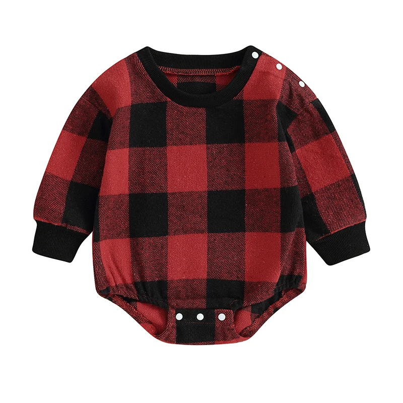 Newborn Infant Baby Boys Girls Rompers Long Sleeve Cotton Plaid Rompers for Kids Baby Jumpsuit Playsuit Baby Autumn Clothes