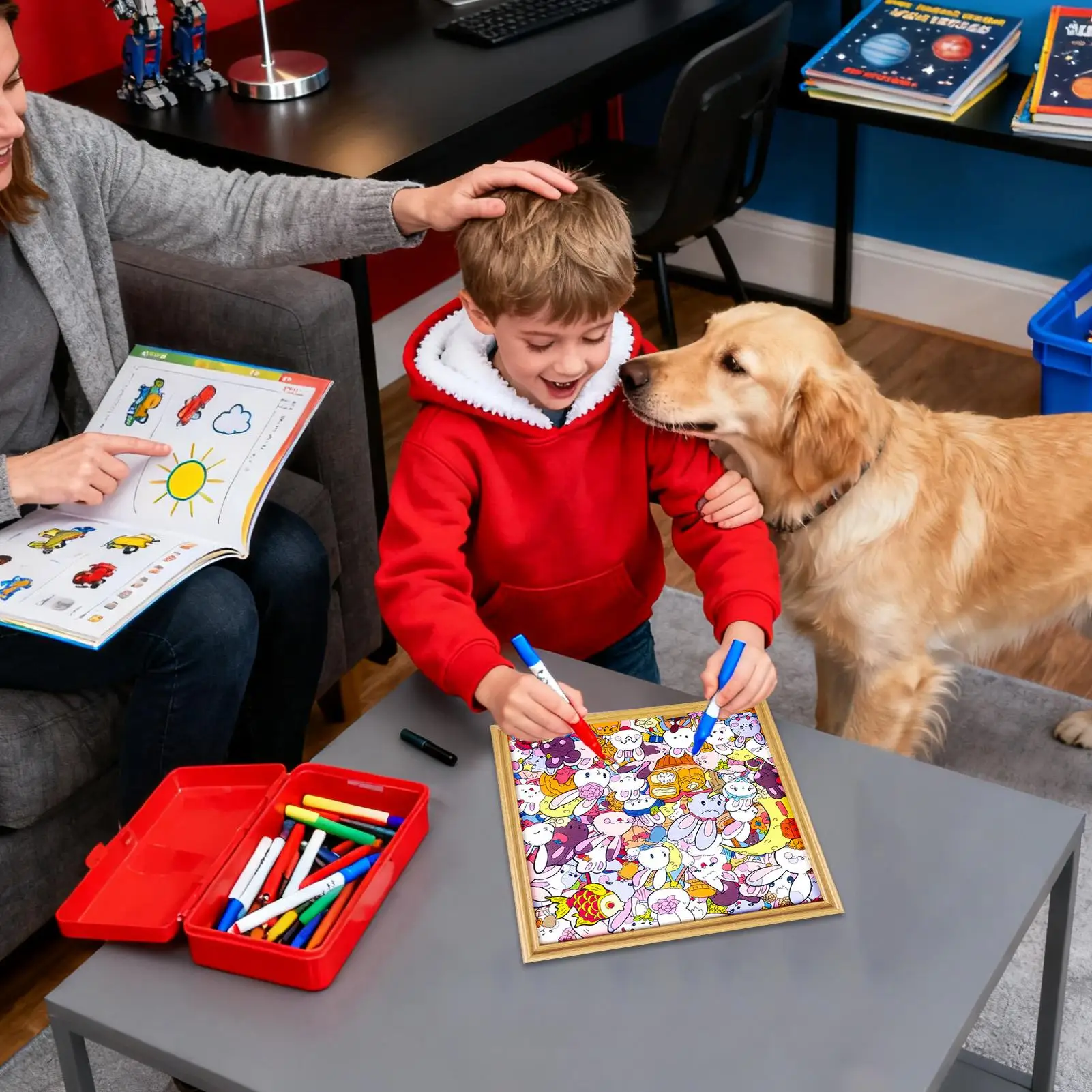 Juego de rompecabezas con marco de imagen de conejo, manualidades pintadas a mano para colorear, juegos de rompecabezas para niños de 6 a 12 años, niños y niñas en edad preescolar