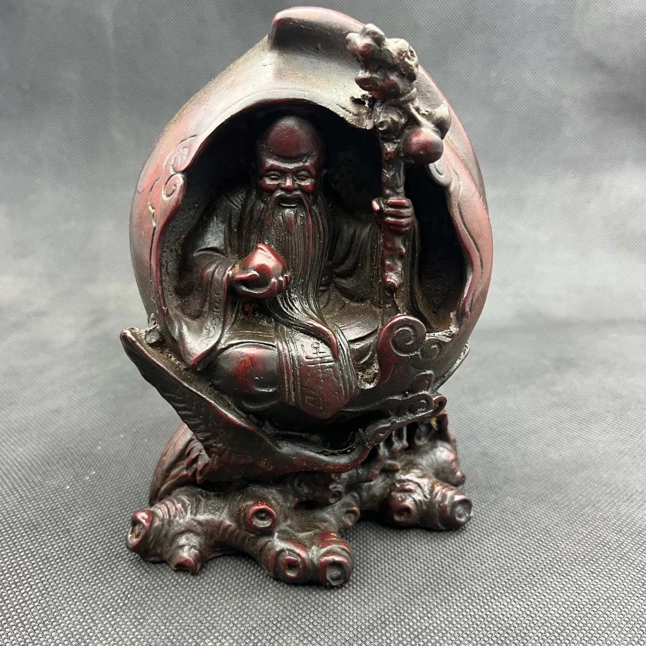

Antique resin carving craft longevity peaches longevity stars Buddha statue home desktop retro crafts ornaments