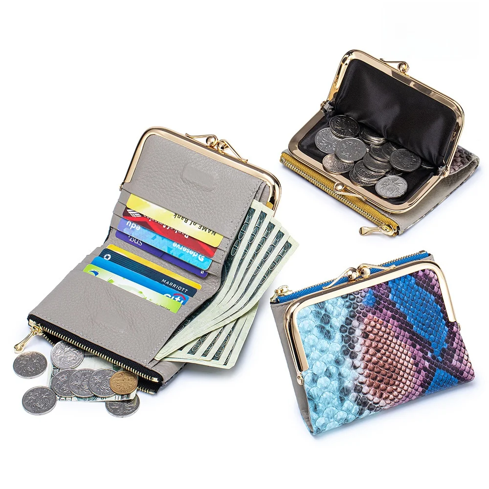 new-rfid-short-wallet-snake-skin-pattern-top-layer-cowhide-handheld-coin-purse-multi-card-slot-clutch-bag-for-daily-use