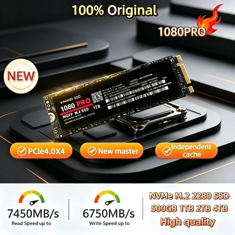 【Brand+】New 1080PRO PCIe 4.0 NVMe M.2 2280 SSD 500GB 1TB 2TB 4TB, Fast Data Transfer for Gaming Productivity