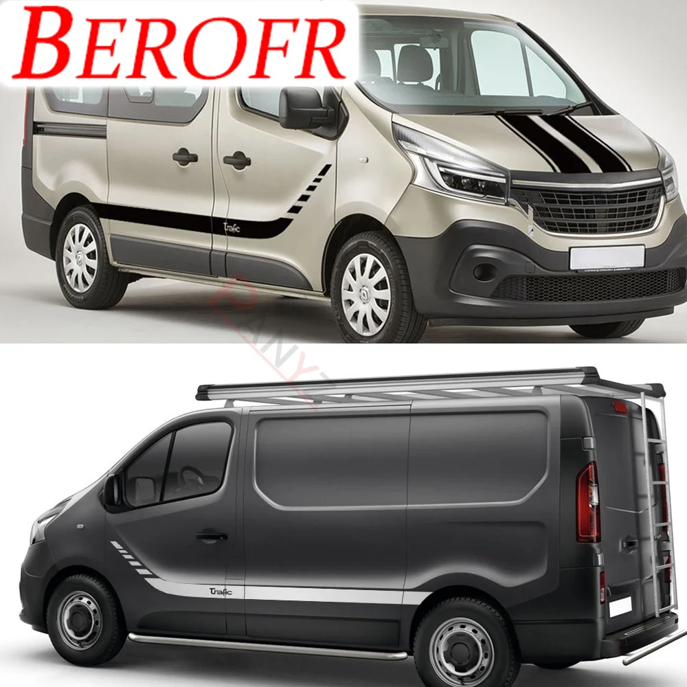 Car Door Side Stickers For Renault Trafic 2 3 MK3 MK2 Camper Van Hood Cover Engine Vinyl Film Graphics Decals Tuning Accessories