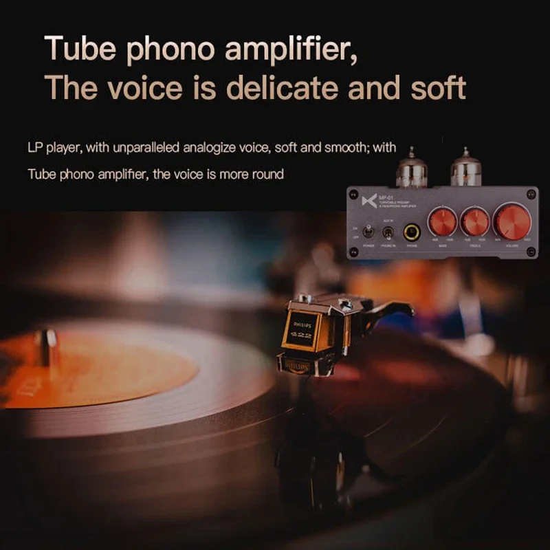 XDuoo MP-01 Dual 6N3 หลอด Phono Amplifier MP01 เครื่องขยายเสียงหูฟัง 6.35 มม.หูฟัง AMP Aux PHONO อินพุต Power Pre-Amp