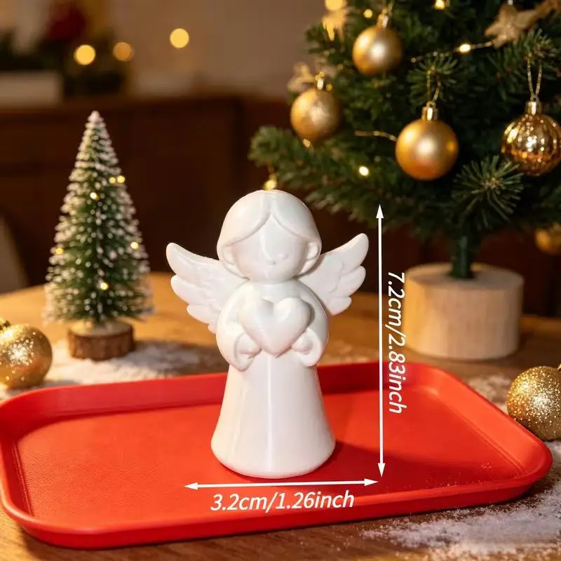 3D Printing White Angel Figurine With Holding Heart Design And Matte Finish For Home Desktop Decor Holiday Gifts