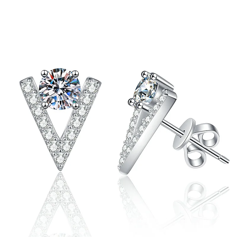 Apaison D Color 0.5 ct Moissanite Stud Earrings For Women Fine Jewelry 100% 925 Sterling Silver Ear Studs Female Gift Wholesale