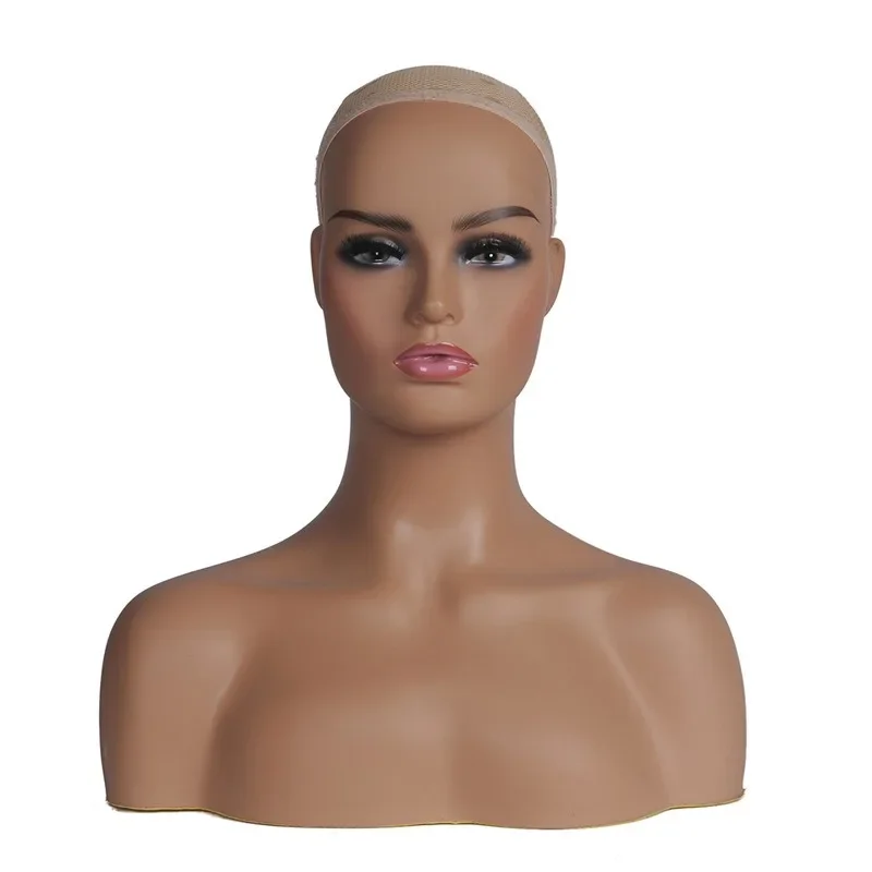 Realistic Female Mannequin Dummy Head with Shoulders for Wig Jewelry and Hats Display