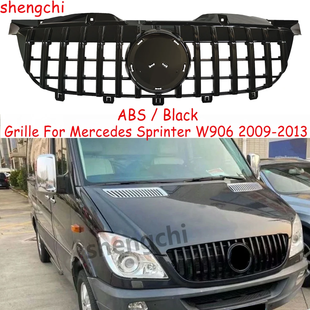 W906 GT Style Black/ Silver Front Bumper Grill For Mercedes Benz Sprinter W906  Pre-facelift Racing Grille 2009-2013