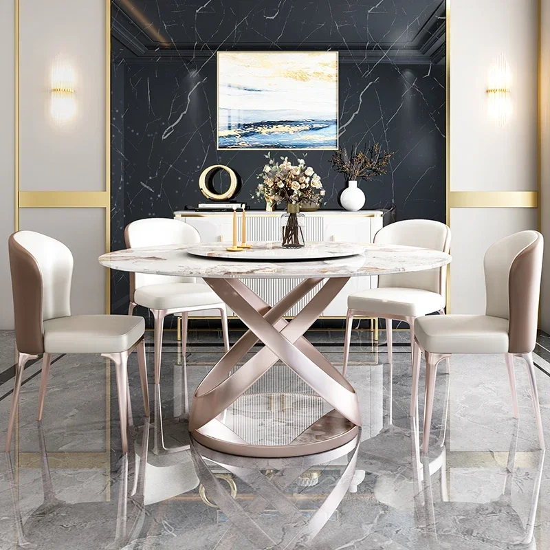 

Sedentary Restaurant Plate Round Table Space Saving Household Rotating Table Modern Luxury Rotating Large Esstisch Furniture