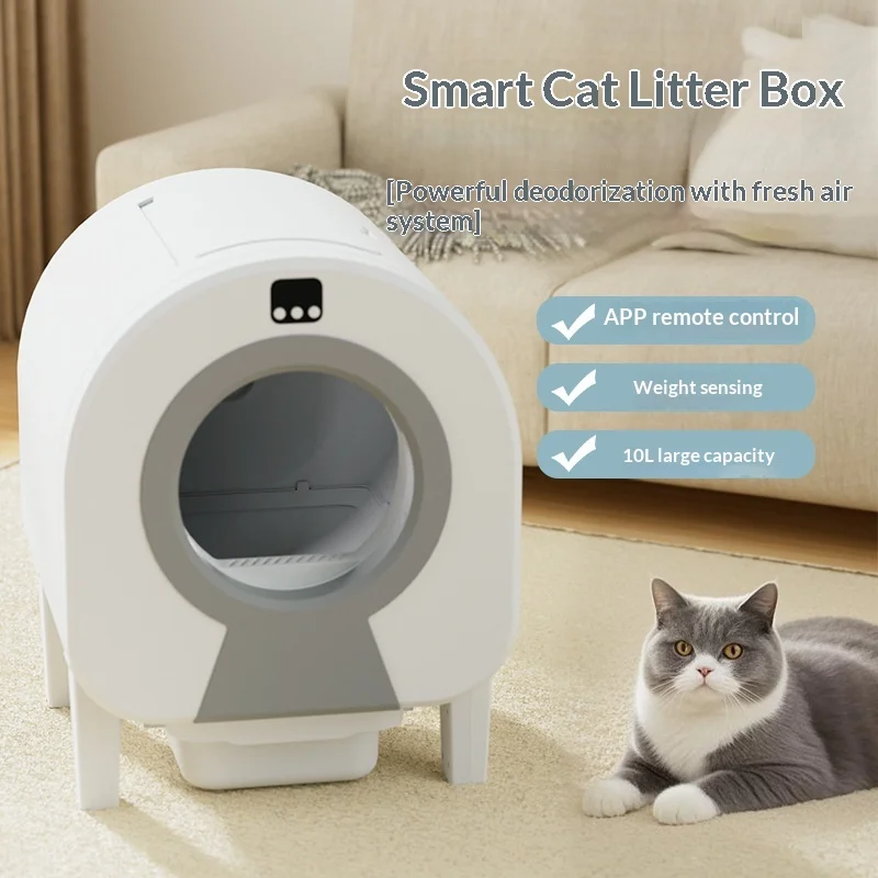 

Smart Self-Cleaning Cat Litter Box, Extra Large Auto Kitty Toilet, App Remote One-Click Clean Odor Control for Large Cats