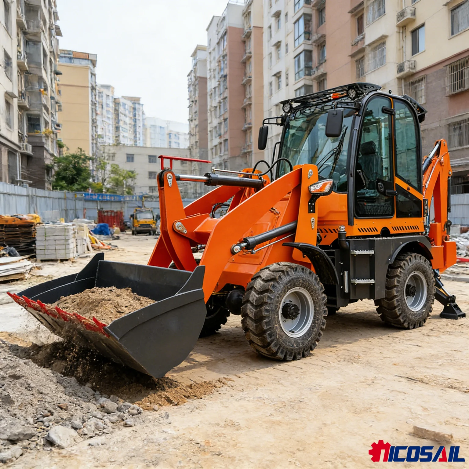 

4 Wheel Drive Backhoe Loader CE Certified Mini Backhoe Digger for Construction Site