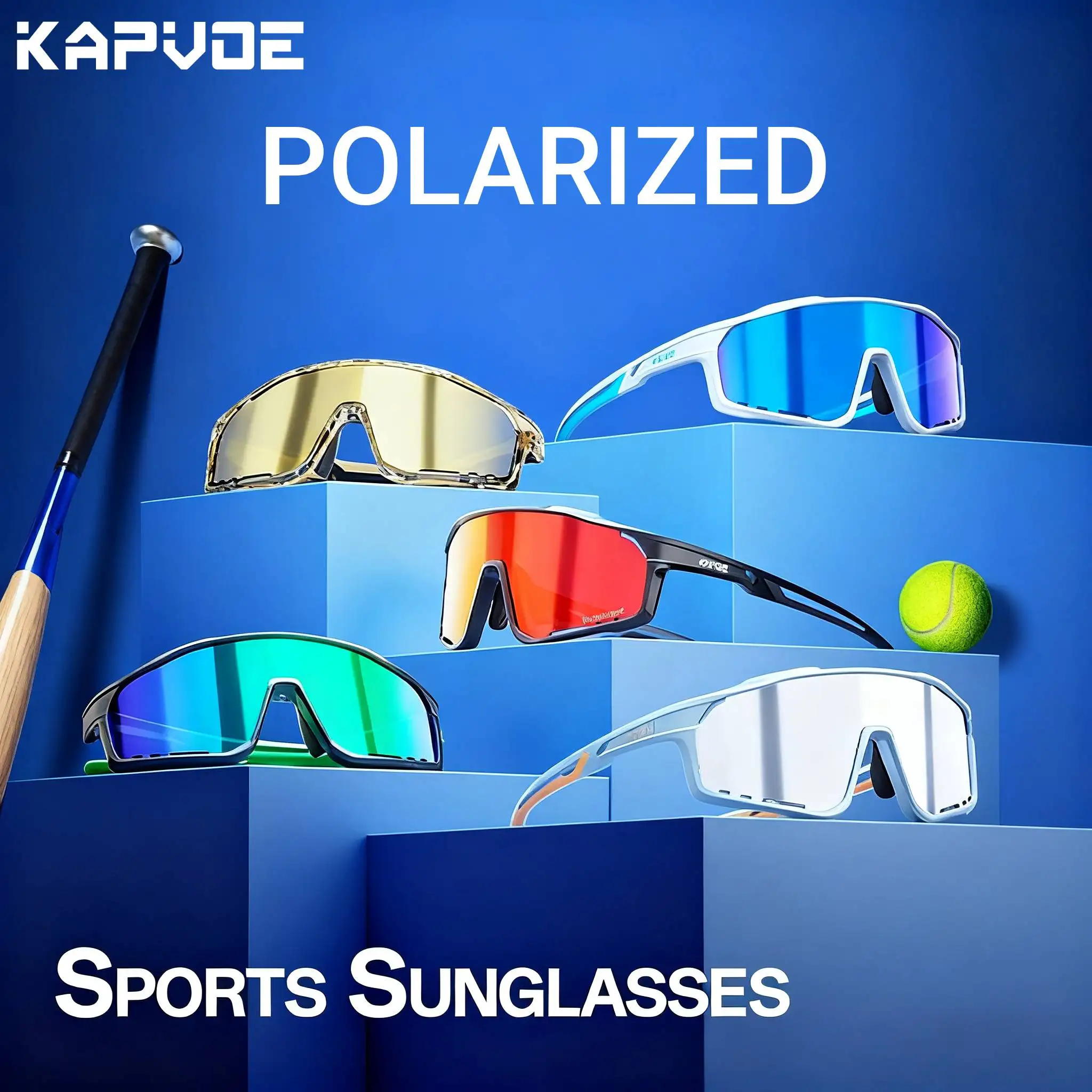 KAPVOE Jugend Polarisierte Sonnenbrille Baseball UV400 Sonnenbrille Kinder Radfahren Fahrrad Brillen Kind Klettern Brille MTB Sport Brille