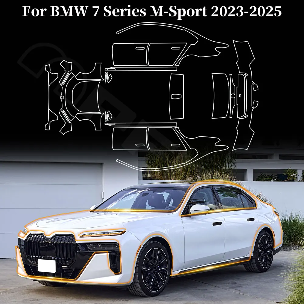 

8.5mil Film for BMW 7 Series G70 M Sport 2023 2024 TPU PPF Transparent Anti-scratch Pre Cut Paint Protection Car Body Sticker