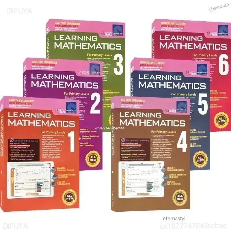 6 libri/set SAP Learning Mathematics Book Grado 1-6 I bambini imparano libri di matematica Singapore Scuola primaria Matematica Libri di testo