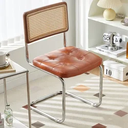 Nordic Solid Wood Rattan Chair Vintage Dining Chair Home Restaurant Cafe Lounge Chair Retro Style Comfortable Seating Furniture