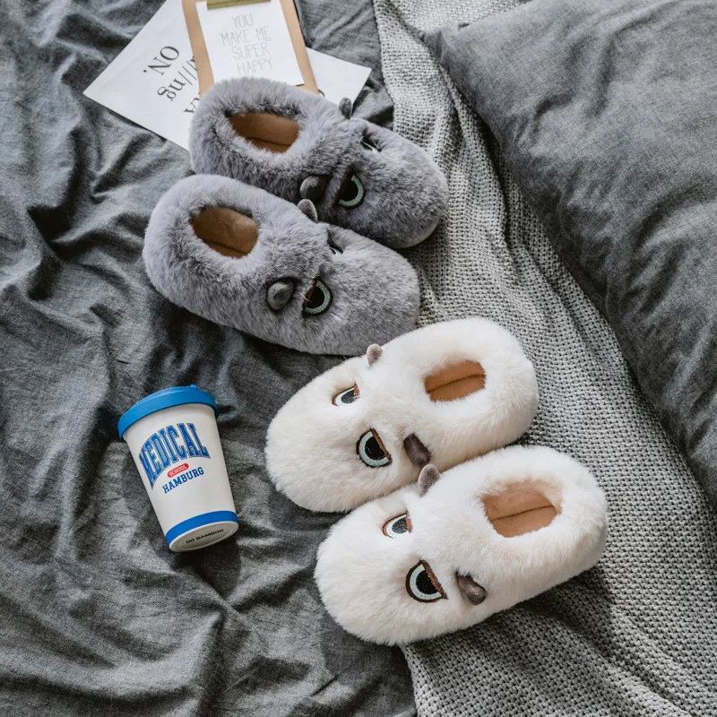 

Winter Cotton Boots Couple Set 2025 Cartoon Cat Home & Outdoor Soft-Sole Warm Fleece Women's Shoes Men's Shoes Slippers