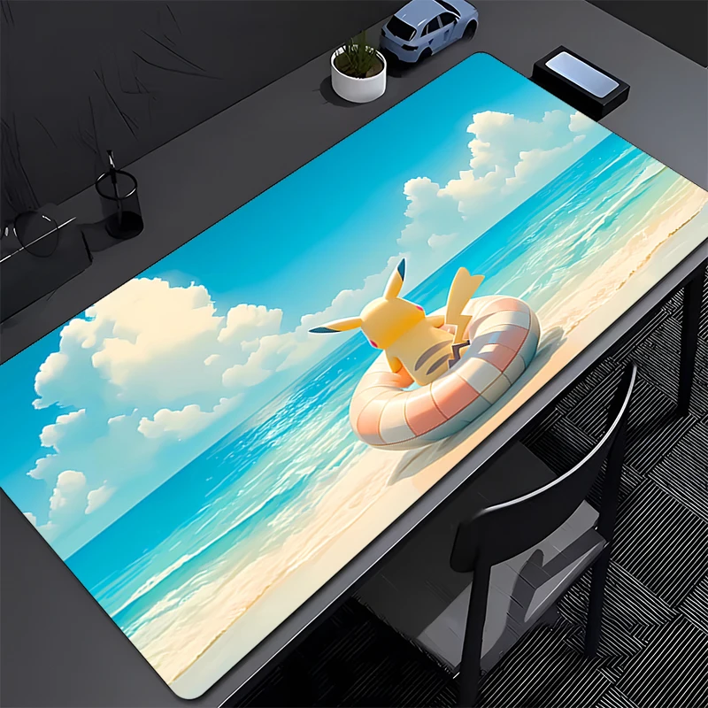 

Popular Mouse Pad Anime P-Pokemon Pikachu Computer Smooth Flexible Rubber Kawaii Gamer pc Computer Keyboard Pad 90x40cm Mosuepad
