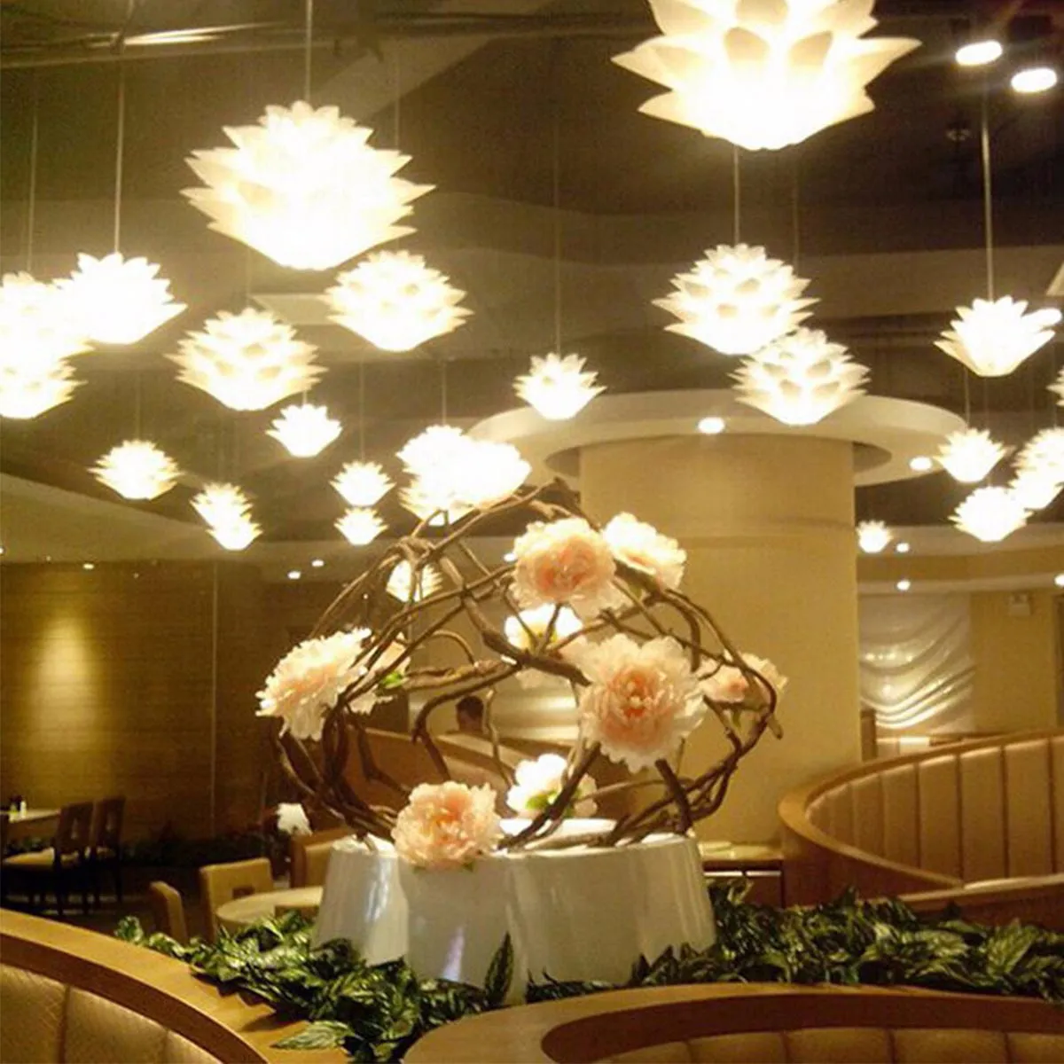 Modern Lotus Chandelier Ceiling Light 45Cm Simple Elegant Design Easy Assembly Warm Ambient Lighting for Wedding Christmas Mall