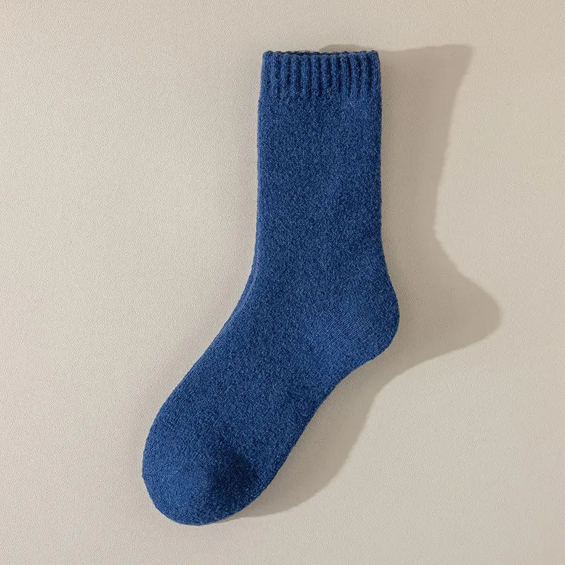 Calcetines de lana de invierno para hombre, calcetines anticongelantes informales de nieve Retro Harajuku de alta calidad, cálidos y gruesos, color sólido, envío directo