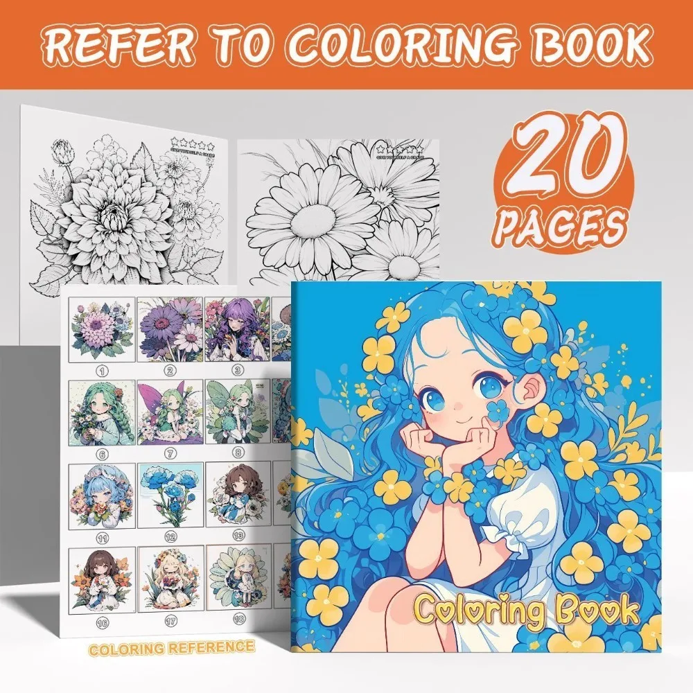 Anime Flower Fairy Coloring Book Fun Stress Relief Improve Concentration DIY Graffiti With Colored Pencils Art Painting Book