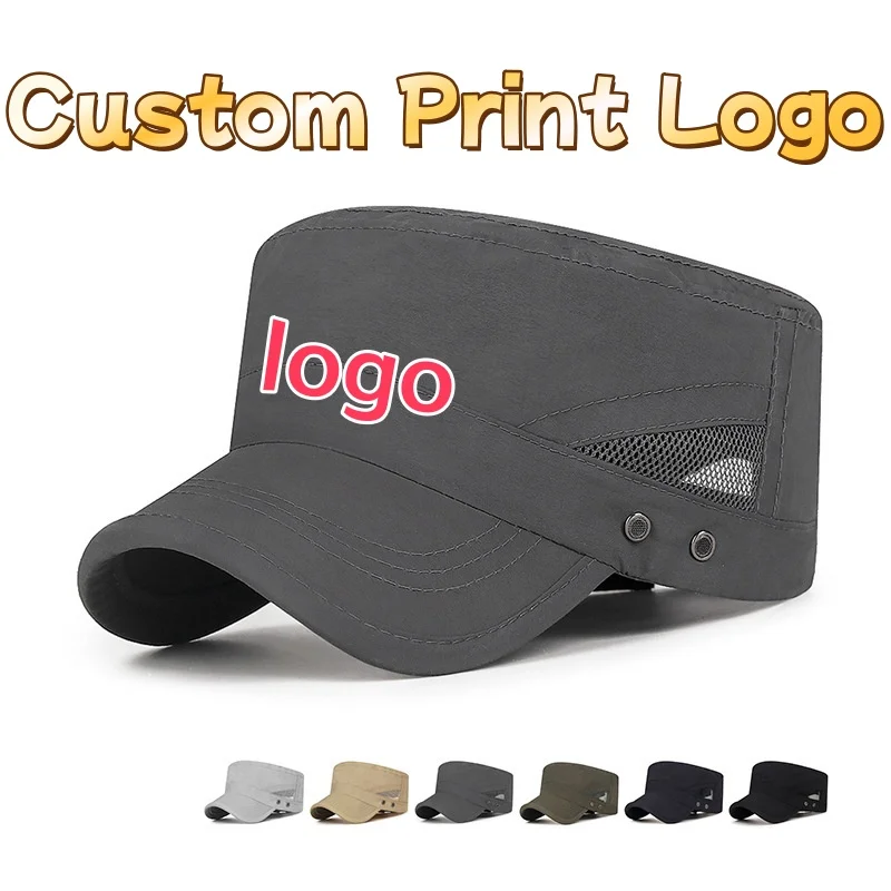Individuell Bedruckte Logo Outdoor Schnelltrocknende Atmungsaktive Flat-Top-Mütze Damen Mode Sonnenschutz-Kappen Herren Casual Baseball-Hüte