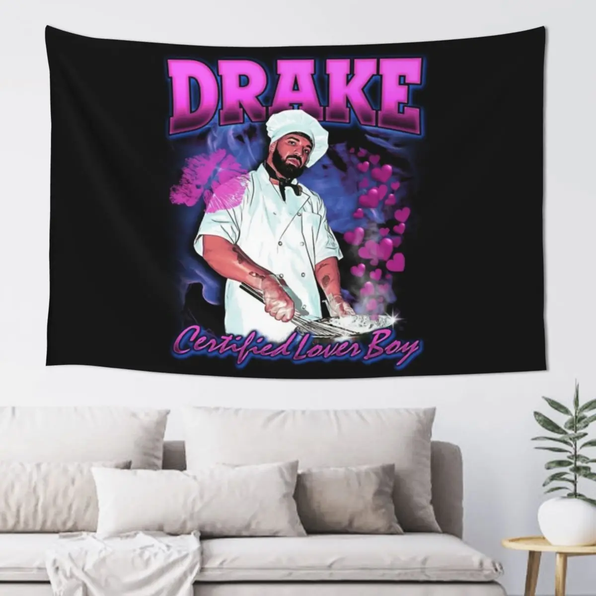 Drake CLB Vintage 90s Bootleg Design Tapestry Room Decor Korean Style Hanging Wall Room Decor Cute Tapestry