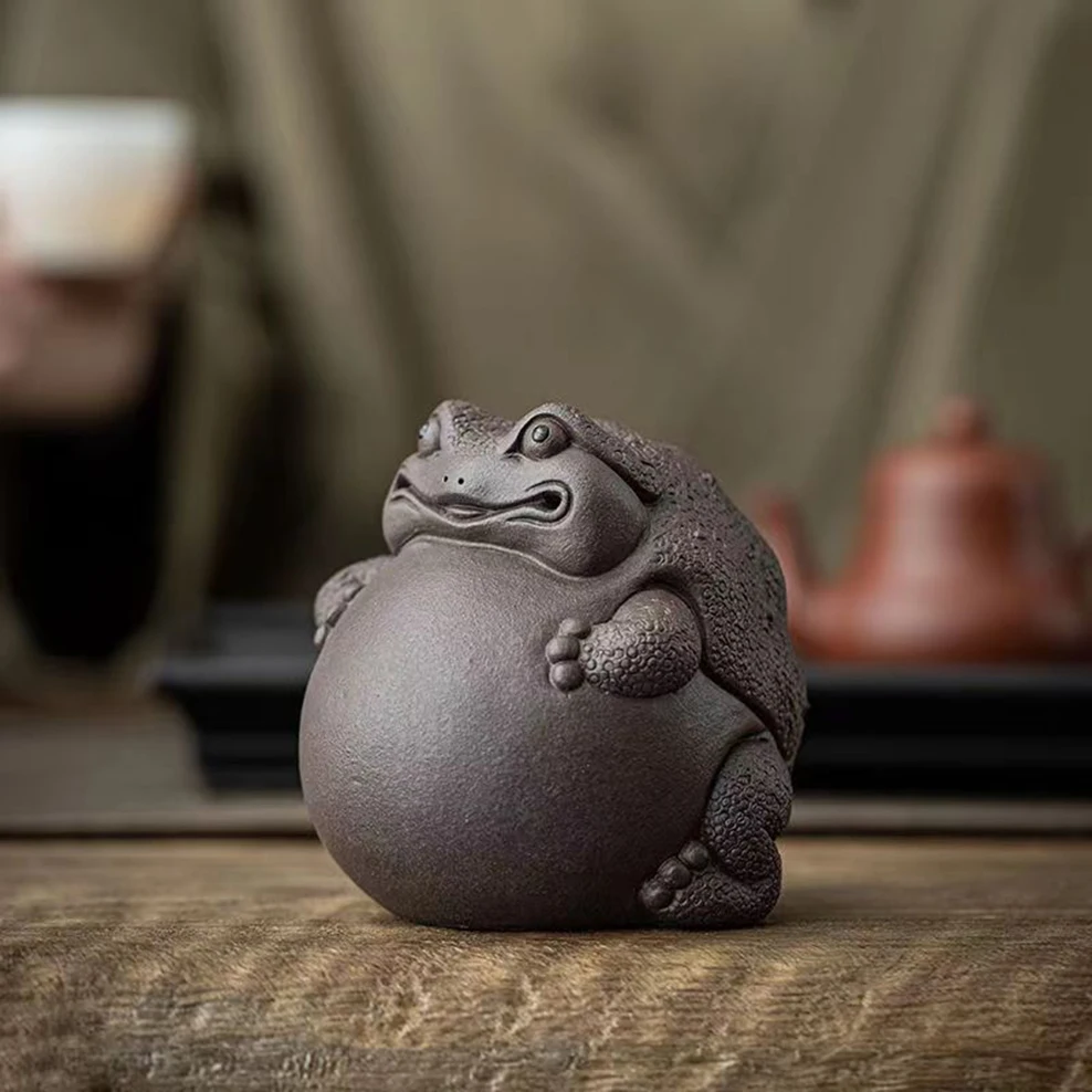 Purple Clay Tea Pet Lucky Golden Toad Tea Play Creative Office Home Tea Room Ornaments Tea Art Accessories