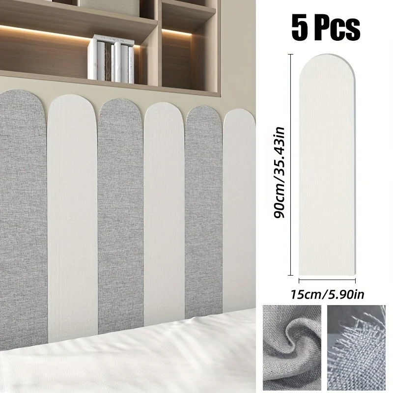 5pcs 15x90cm High-End Fabric Art Anti-Collision Home Decoration Wallpaper, Wall Skirting Bed Skirting Wall Panel, Peel And Stick
