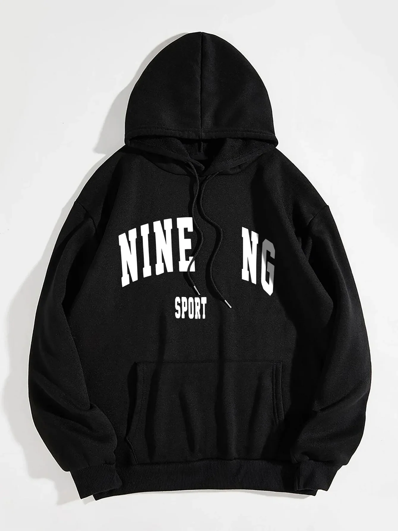 

Новинка 2025, толстовка с капюшоном на флисовой подкладке и принтом на шнурке, повседневная и удобная уличная одежда унисекс