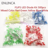 500pcs LED diode kit F3 3mm F5 5mm Light Assorted Kit LEDs Set Round White Yellow Red Green Blue electronic diy kit