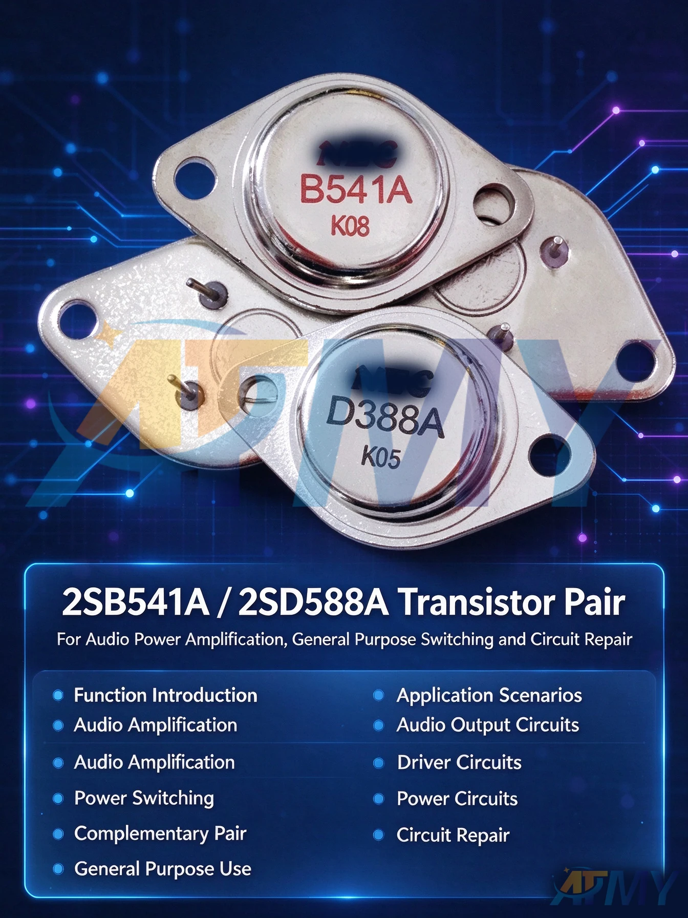 B541A D388A 2SB541A 2SD388A  2SA837 2SC1667 Jin Feng audio amplifier paired transistor TO-3 triode