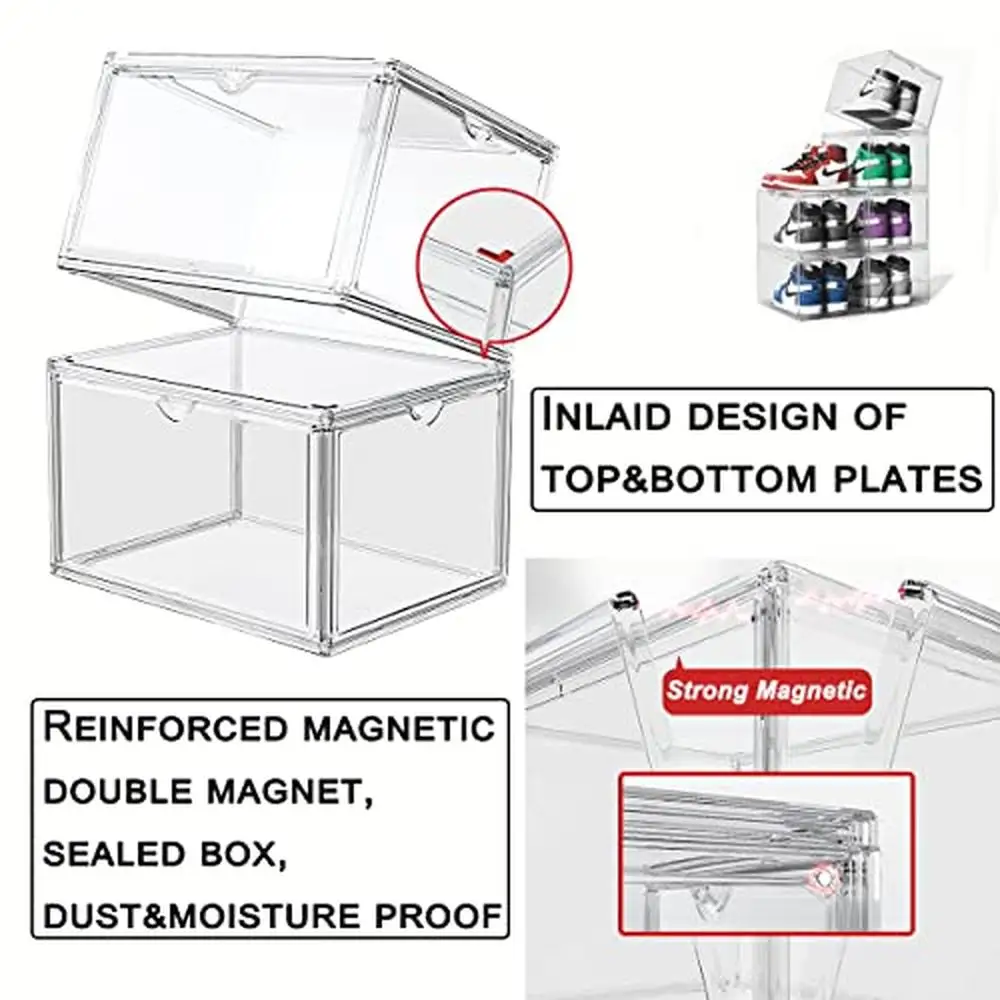 Stackable Clear Acrylic Shoe Box Organizer Double Door Storage Container 9 Pack Magnetic Display Box Sneakers & Handbags