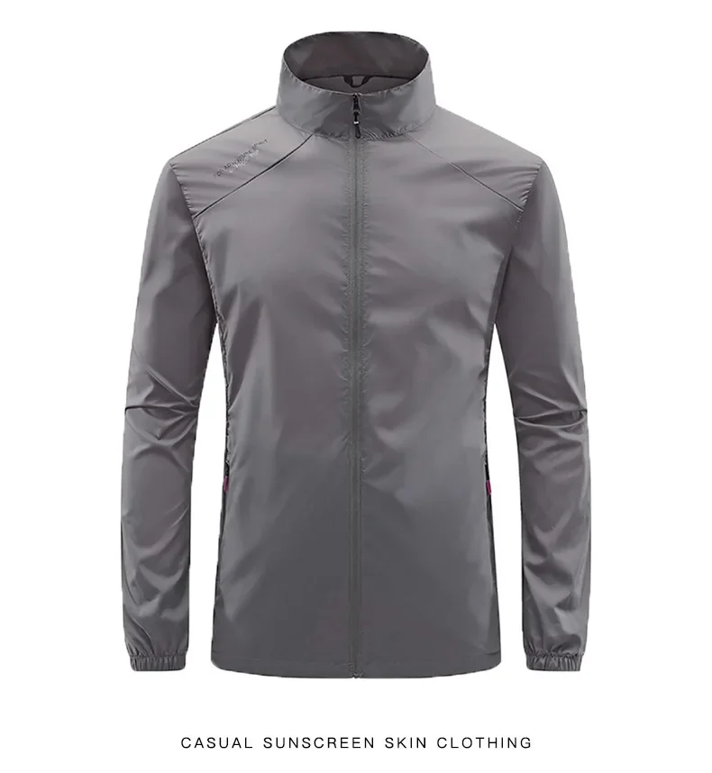 Sommer Neue männer Sonnenschutz Haut Mantel Leichte Atmungsaktive Eis Seide Stehkragen Sonnencreme Jacke Outdoor Camping Jakcet – Detail 18