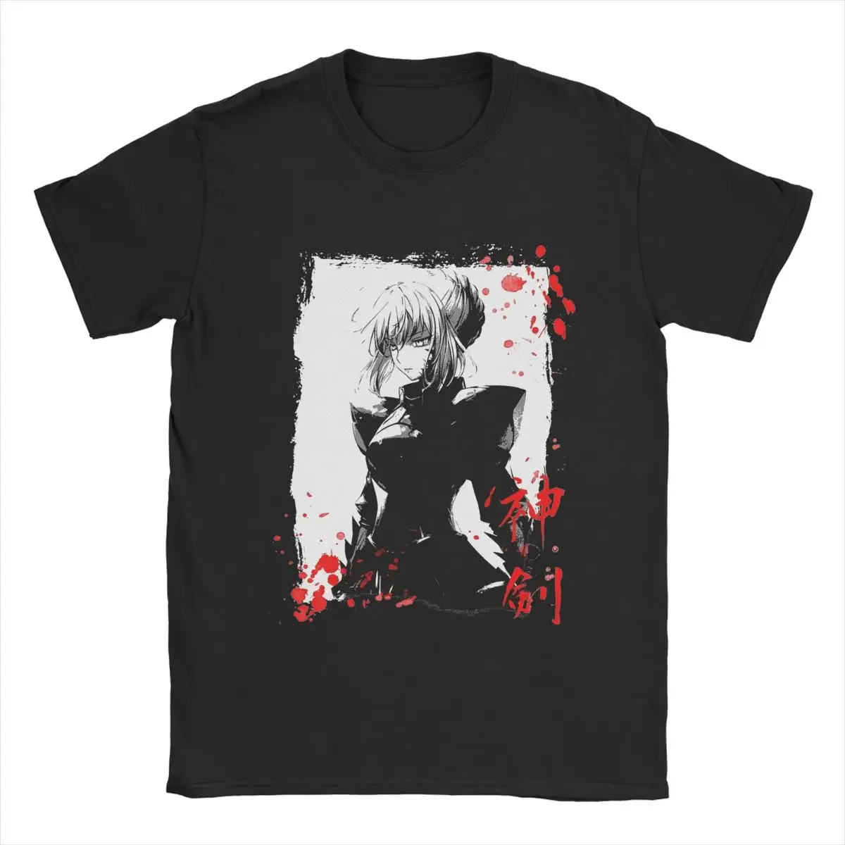 Fate Stay Night Saber T Shirts Men Cotton Awesome T-Shirts Crew Neck Anime Tee Shirt Short Sleeve Tops Gift Idea