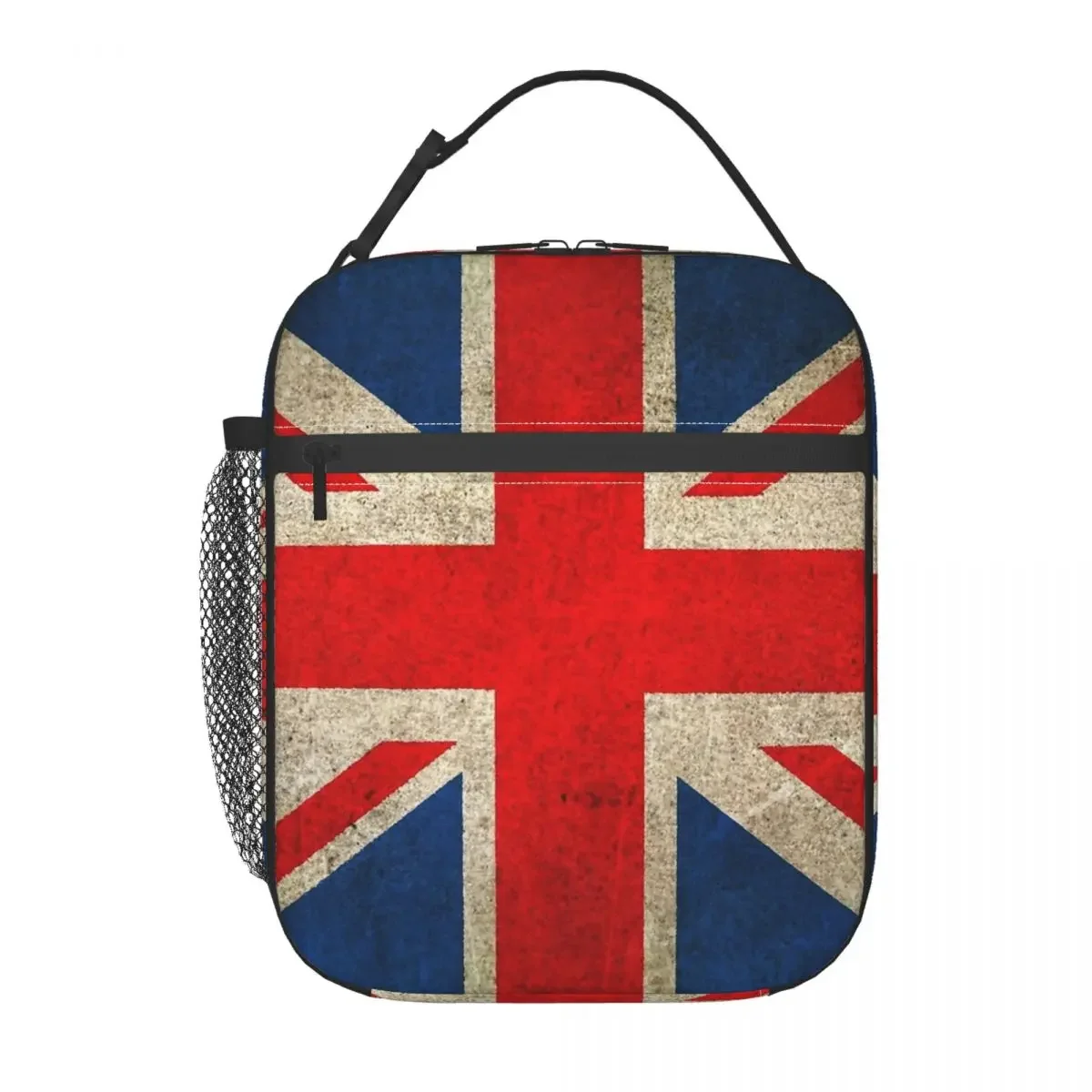 Old and Worn Distressed Vintage Union Jack Flag Insulated Lunch Bag Leakproof Thermal Bag Tote Lunch Box Office Picnic Men Women