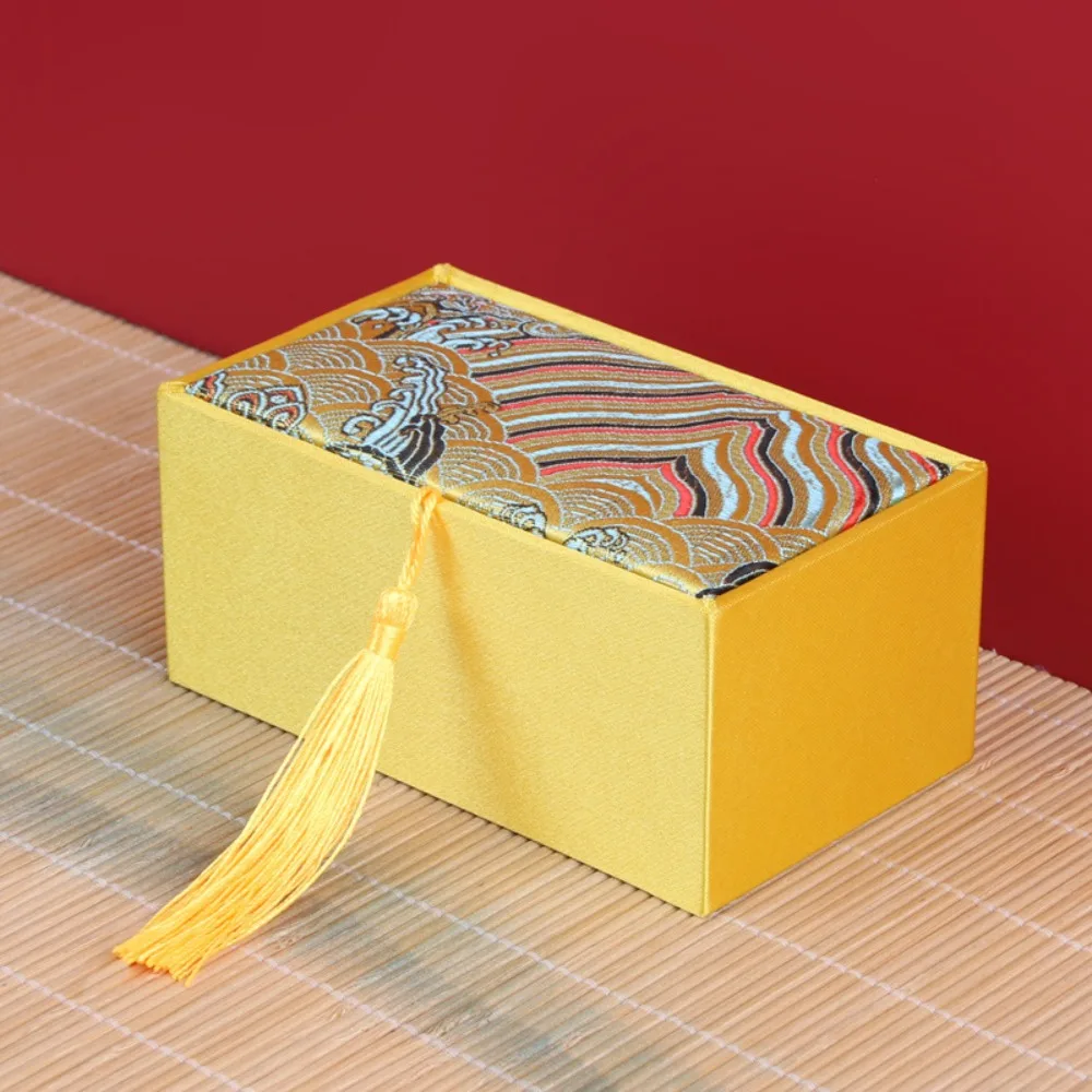 High-End Silk Jewelry Box with Tassels Retro Bracelet Box Large Capacity Chinese Style Jewelry Storage Display Box