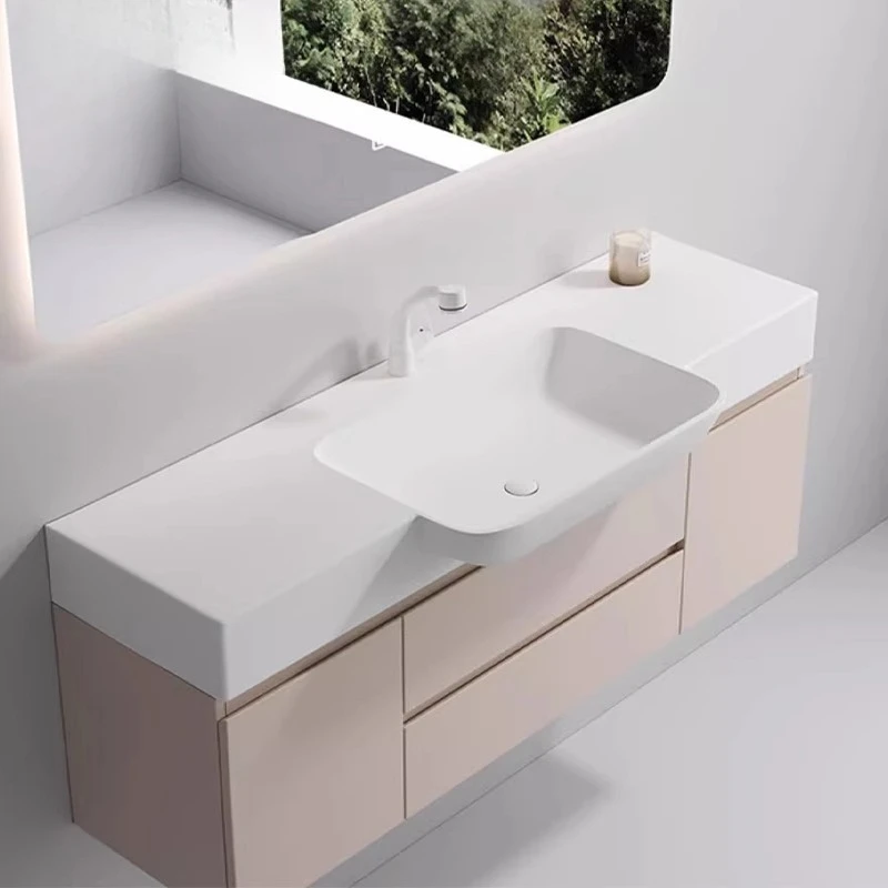 Big belly basin artificial stone integrated table wall-mounted face wash basin wash table bathroom cabinet combination