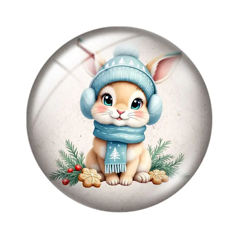 Christmas Bunny  12/18/20/25mm glass cabochon  bracelet pendant rings for jewelry demo earrings back Making findings
