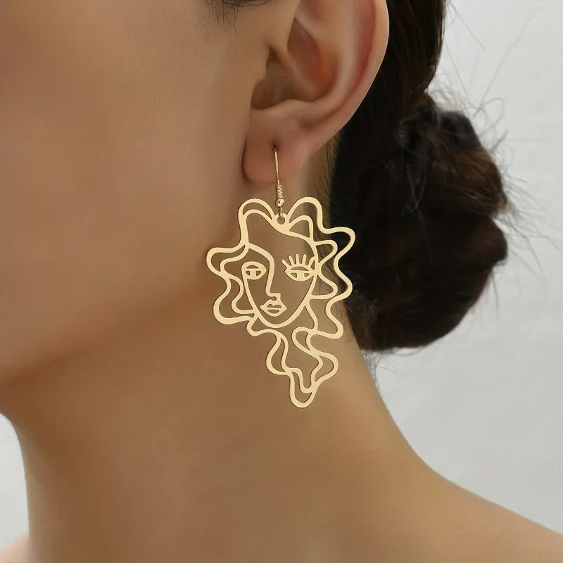 Abstract Design of Stainless Steel Earrings Exquisite Gold Color Fashion Pendant Elegance Women's Earrings Daily Accessories